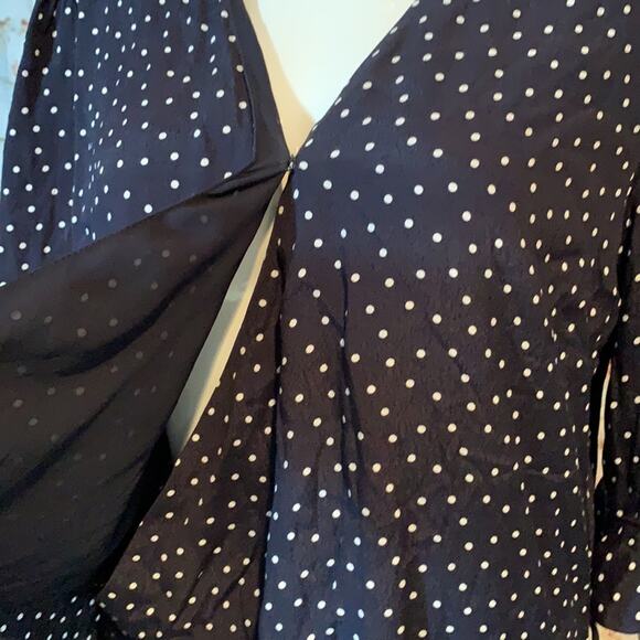 LOFT Dotted Wrap Romper size 12 - Picture 6 of 8